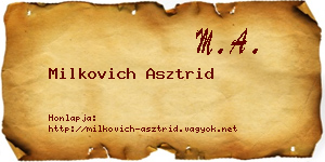 Milkovich Asztrid névjegykártya